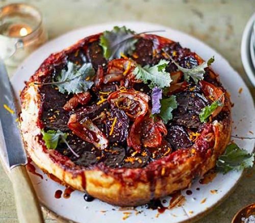 Beetroot & red onion tarte tatin