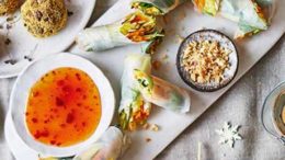 Vegan rainbow spring rolls